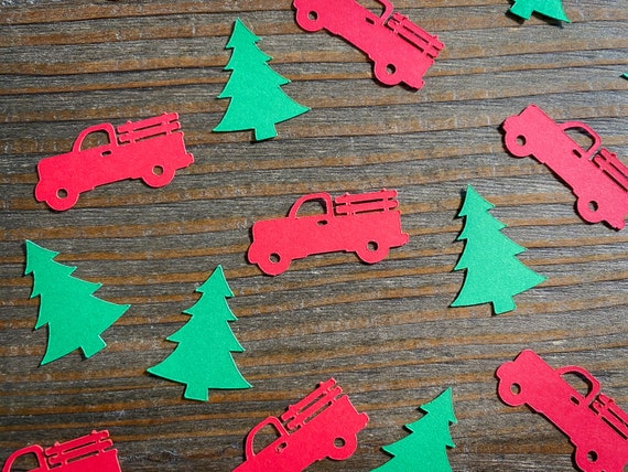 Red Truck and Christmas Tree Party Confetti