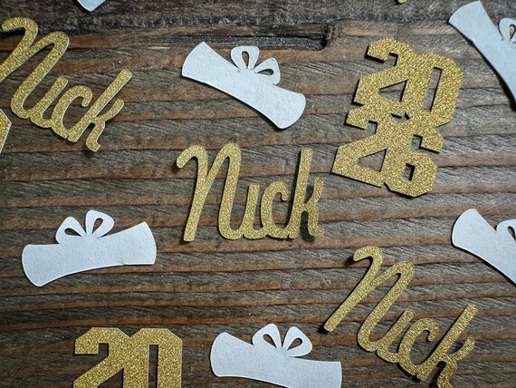 Personalized Gold 2026 Graduation Party Confetti with Diplomas