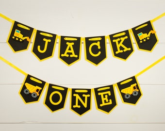 Yellow and Black Construction Name and Age Banner