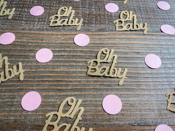 Pink and Glitter Gold Oh Baby Baby Shower Confetti