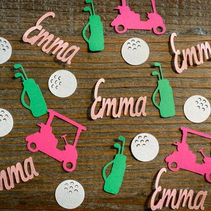 Personalized Pink Golf Birthday Party, Retirement Party, Baby Shower Confetti