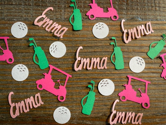 Personalized Pink Golf Birthday Party, Retirement Party, Baby Shower Confetti