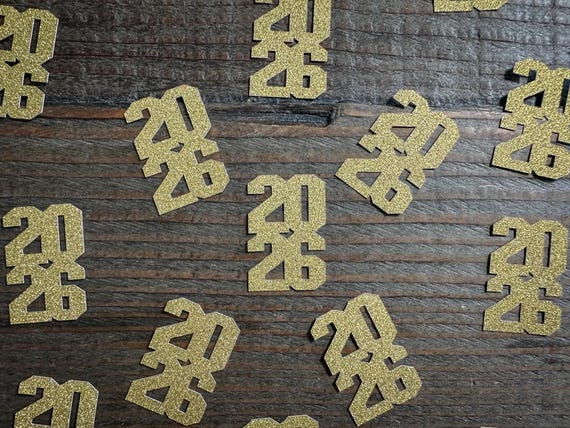 Gold Stacked 2026 Graduation Party Confetti