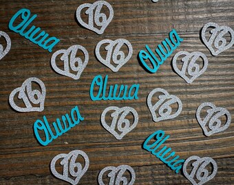 Personalized Silver Sweet 16 Party Confetti