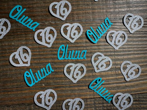 Personalized Silver Sweet 16 Party Confetti