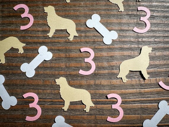 Dog Birthday Age Confetti – Custom Number Party Decor | Puppy Pawty Table Scatter | 100 Pieces