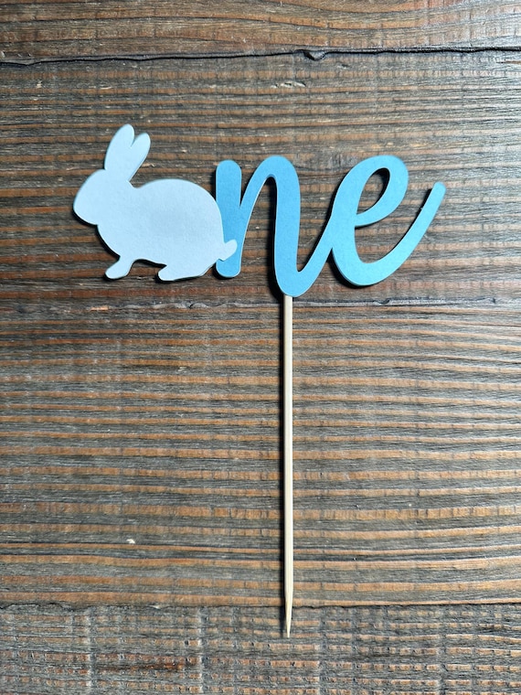 Somebunny is One Cake Topper Light Blue
