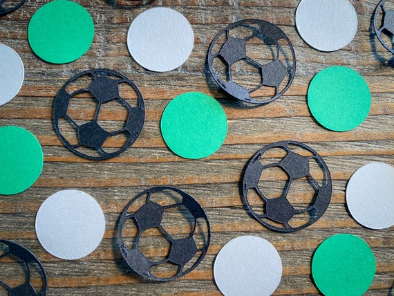 Soccer Ball Birthday Party Confetti with Green and White Circles
