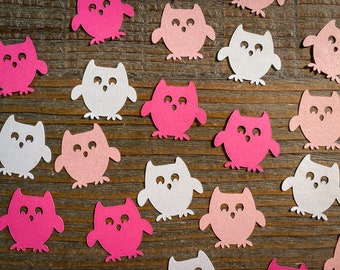 Pink and White Owl Birthday Party Confetti