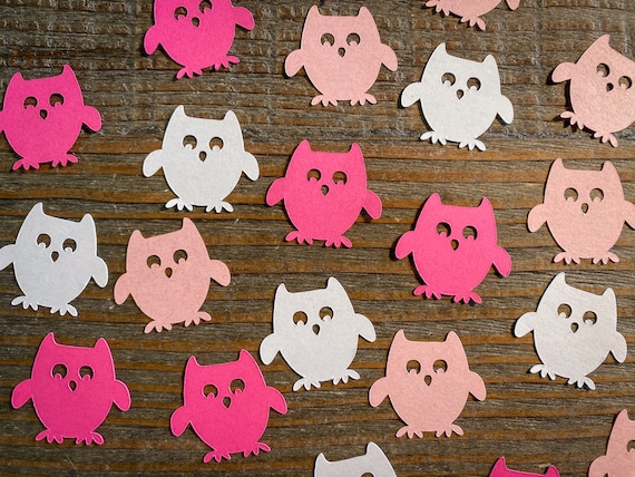 Pink and White Owl Birthday Party Confetti