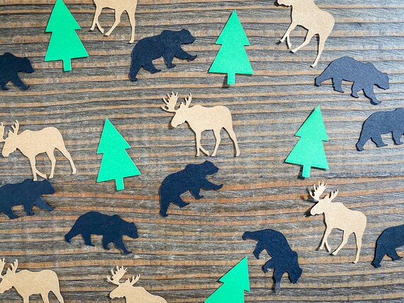 Bear and Moose Lumberjack Camping Party Confetti