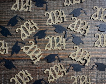 Black and Gold 2024 Graduation Confetti