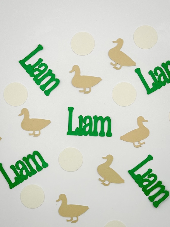 Personalized Duck Confetti (100 Pieces) – Neutral Duck Party Decor – Baby Shower Table Scatter