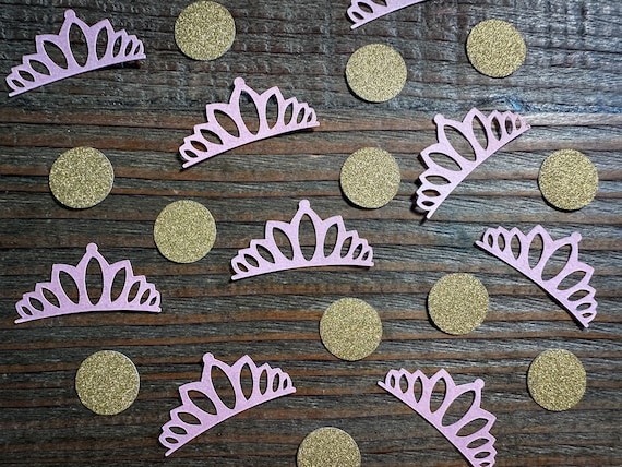 Pink Crown and Gold Circle Princess Party Confetti
