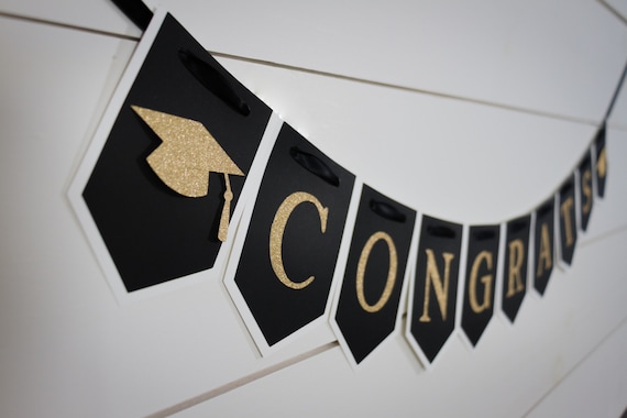 2026 Congrats Black and Gold Graduation Banner