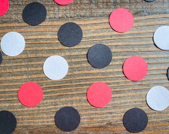 Red, Black, and White 1 inch Circle Confetti