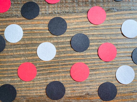 Red, Black, and White 1 inch Circle Confetti