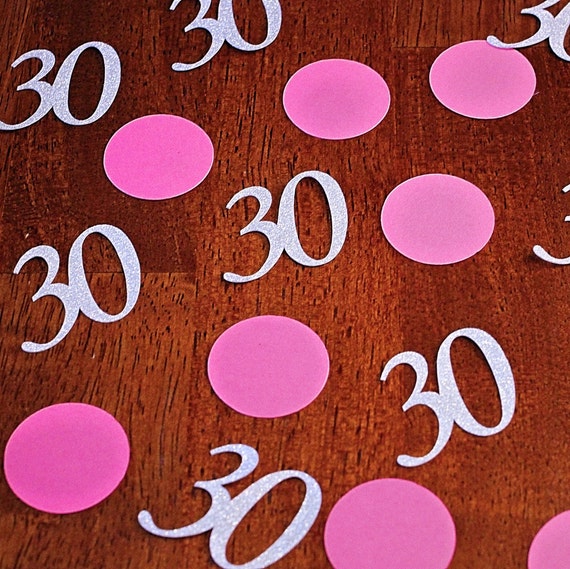 Pink and Silver 30th Birthday Confetti