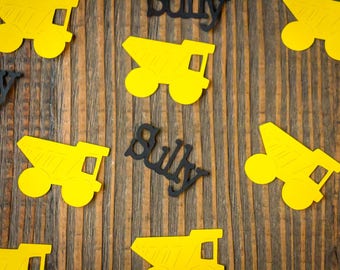 Personalied Yellow and Black Construction Party Confetti