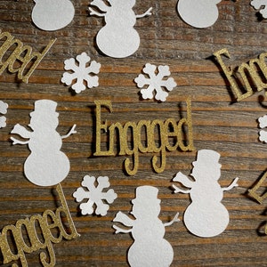 Winter Engagement Party Confetti with Snowmen and Snowflakes