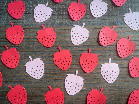 Pink and Red Strawberry Birthday Party Confetti