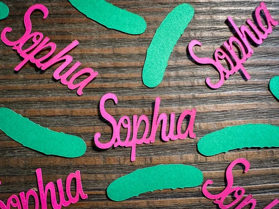 Custom Name & Pickle Confetti – 100 Pieces | Personalized Party Decor for Bachelorettes and Birthdays