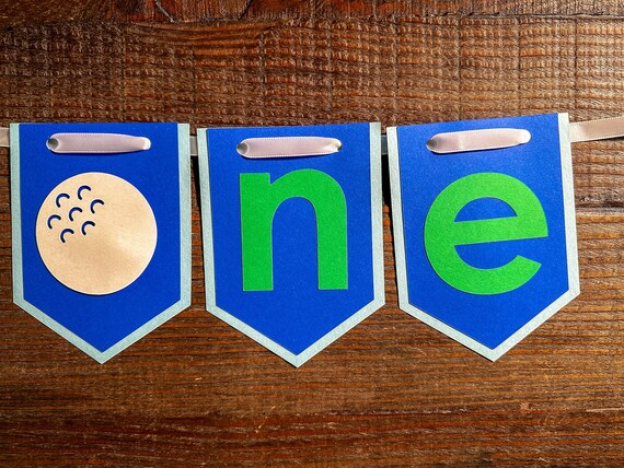 Golf One High Chair Banner Light Blue and Royal Blue