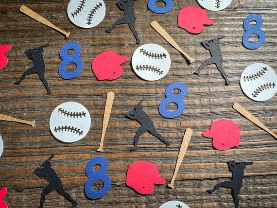 Baseball Batter Party Confetti with Custom Number