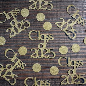 Gold Class of 2025 Graduation Party Confetti with Gold Circles
