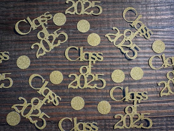 Gold Class of 2025 Graduation Party Confetti with Gold Circles