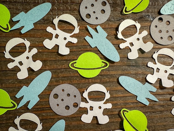 Blue and Green Out of This World Astronaut Space Party Confetti