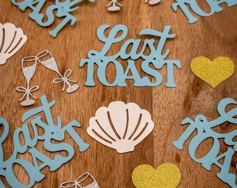 Last Toast on the Coast Confetti | Beach Bachelorette Decor | Coastal Bridal Shower | Shell, Heart & Champagne Table Confetti