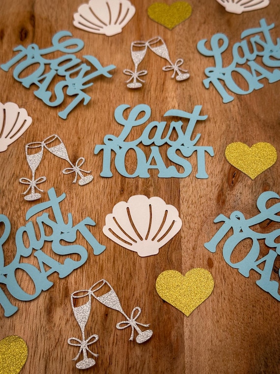 Last Toast on the Coast Confetti | Beach Bachelorette Decor | Coastal Bridal Shower | Shell, Heart & Champagne Table Confetti