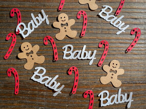 Candy Cane and Gingerbread Man Winter Baby Shower Confetti