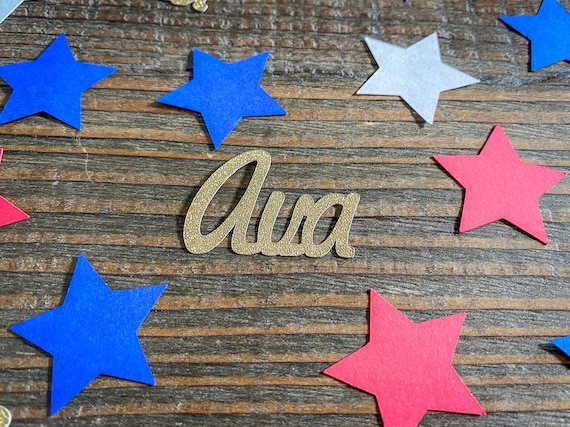 Gold Personalized Red White and Blue Star Confetti