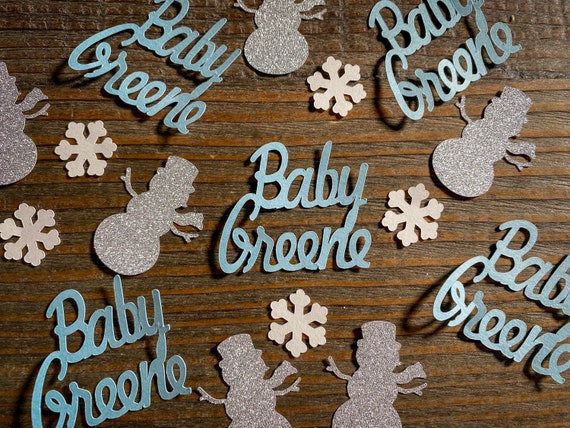 Personalized Snowman and Snowflake Baby Shower Confetti