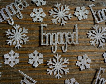 Silver Engaged Confetti with Silver Snowflakes