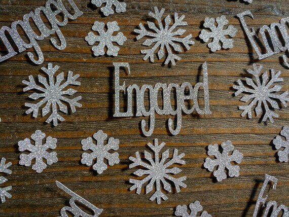 Silver Engaged Confetti with Silver Snowflakes