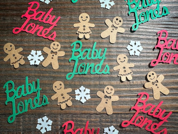 Gingerbread Baby Shower Confetti – Personalized Winter Party Decor (100 pcs)
