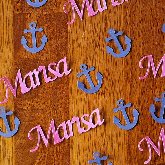 Pink and Blue Anchor Personalized Nautical Confetti