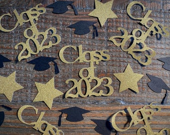 Gold Class of 2024 Graduation Confetti with Gold Stars