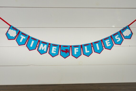 Airplane First Birthday Time Flies Banner