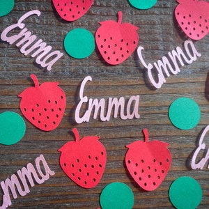 Personalized Name Red Strawberry Birthday Party Confetti