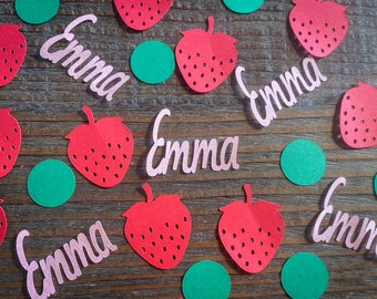 Personalized Name Red Strawberry Birthday Party Confetti