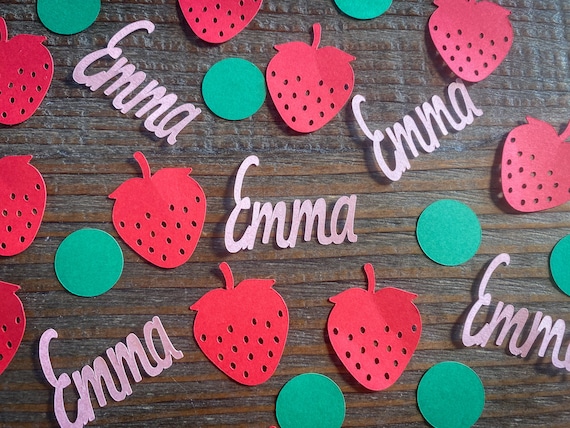 Personalized Name Red Strawberry Birthday Party Confetti