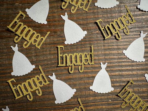 Gold Engaged Wedding Dress Engagement Party Confetti
