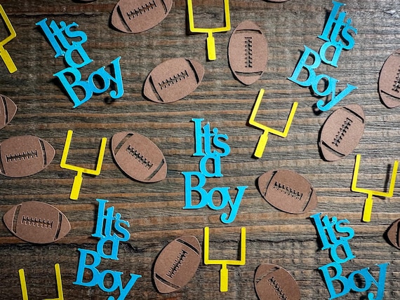 It's a Boy Football Themed Baby Shower Confetti with Footballs and Goal Posts