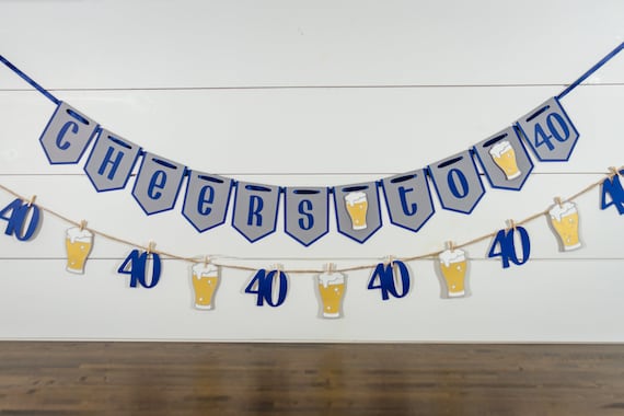 Cheers to 40, 40th Birthday Banner Combo