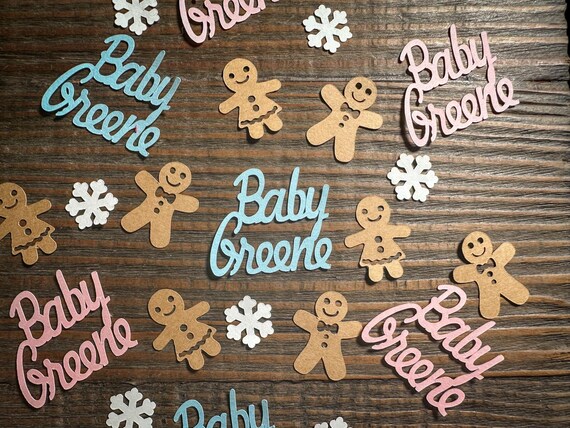 Gingerbread Baby Shower Confetti – Personalized Winter Party Decor (100 pcs)