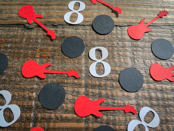 Red, White, and Black Age and Guitar Party Confetti